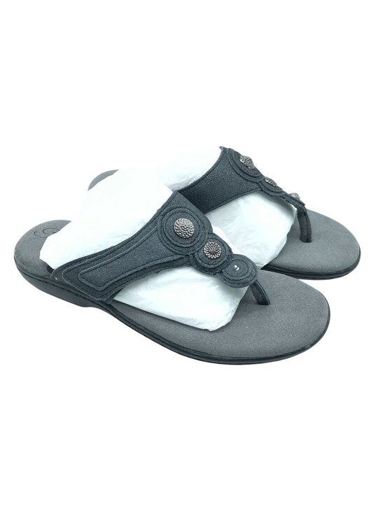 Propet Shoes - Propet Womens Sandals Slides Thong Leather Slip On Gray Size 6